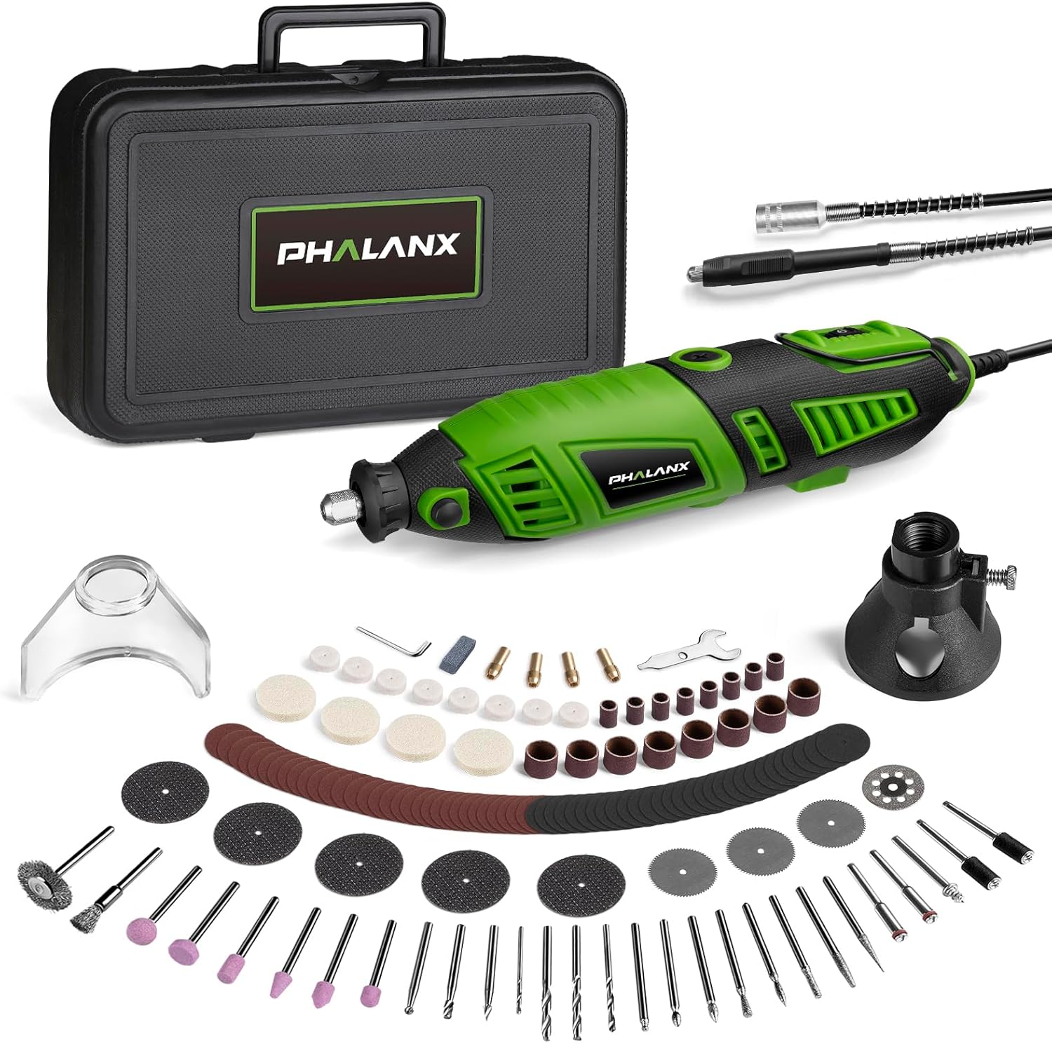 180W Rotary Tool Kit, 1.5-Amp PHALANX 6 Variable Speed with Flex Shaft